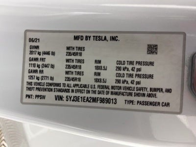 2021 Tesla Model 3 Standard Range Plus